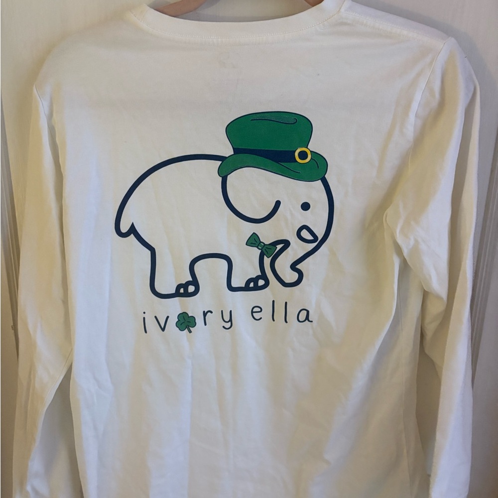 Ivory Ella Cream Long Sleeve Tee with Elephant Pocket - Picture 2 of 3